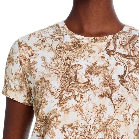 NEW L'AGENCE ressi short sleeve tee in Brown Panther Toile Size XXS - Picture 4 of 5